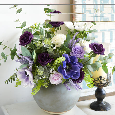 Real Touch 10 Stems Dark Purple Silk Artificial Roses Flowers ‘Petals Feel and Look like Fresh Roses'