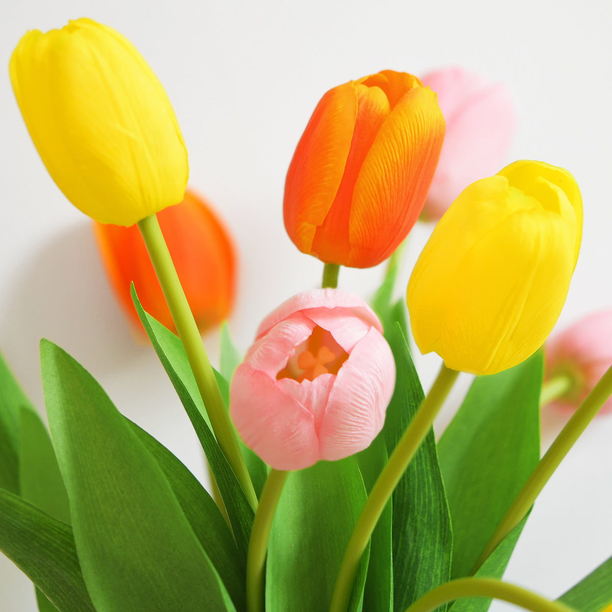 Real Touch Long Stem Tulips – 15 Artificial Flowers with Foldable