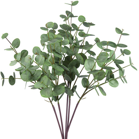 FiveSeasonStuff Real Touch Silver Dollar Eucalyptus 3D Pringting Texture Artificial Eucalyptus Leaves Decoration Home Décor ( select 3 or 5 Stems)
