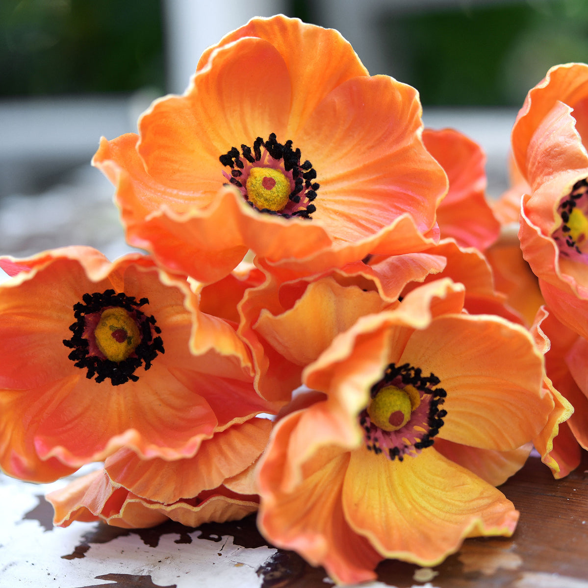FiveSeasonStuff Orange Real Touch Artificial Poppy Flowers Remembrance