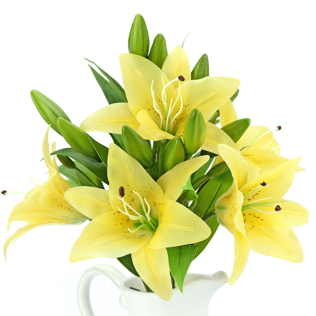 tiger lily fake flowers Real Touch Yellow Lilies Artificial Flower Bouquet 5 Stems – FiveSeasonStuff