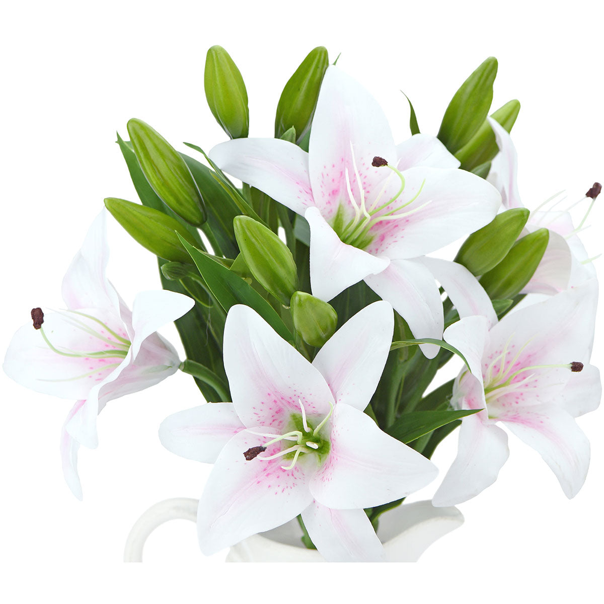 pink and white lilies Real Touch White