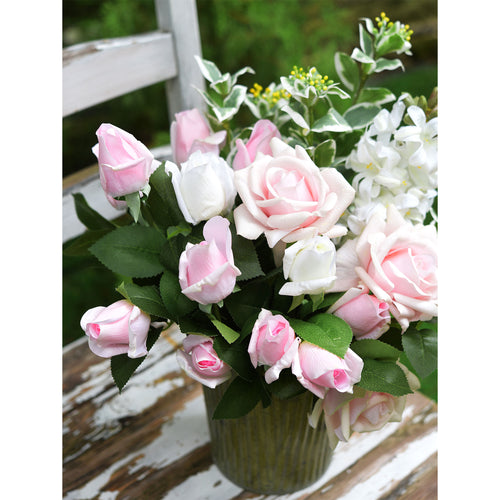 Pale Pink Long Stem 21 inches Roses Real Touch Silk Artificial Flowers 12 Stems