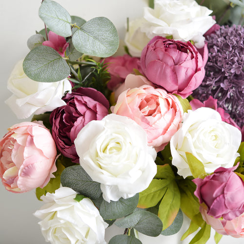FiveSeasonStuff (Mixed Fandango) Silk Peonies Artificial Flower Bouquet