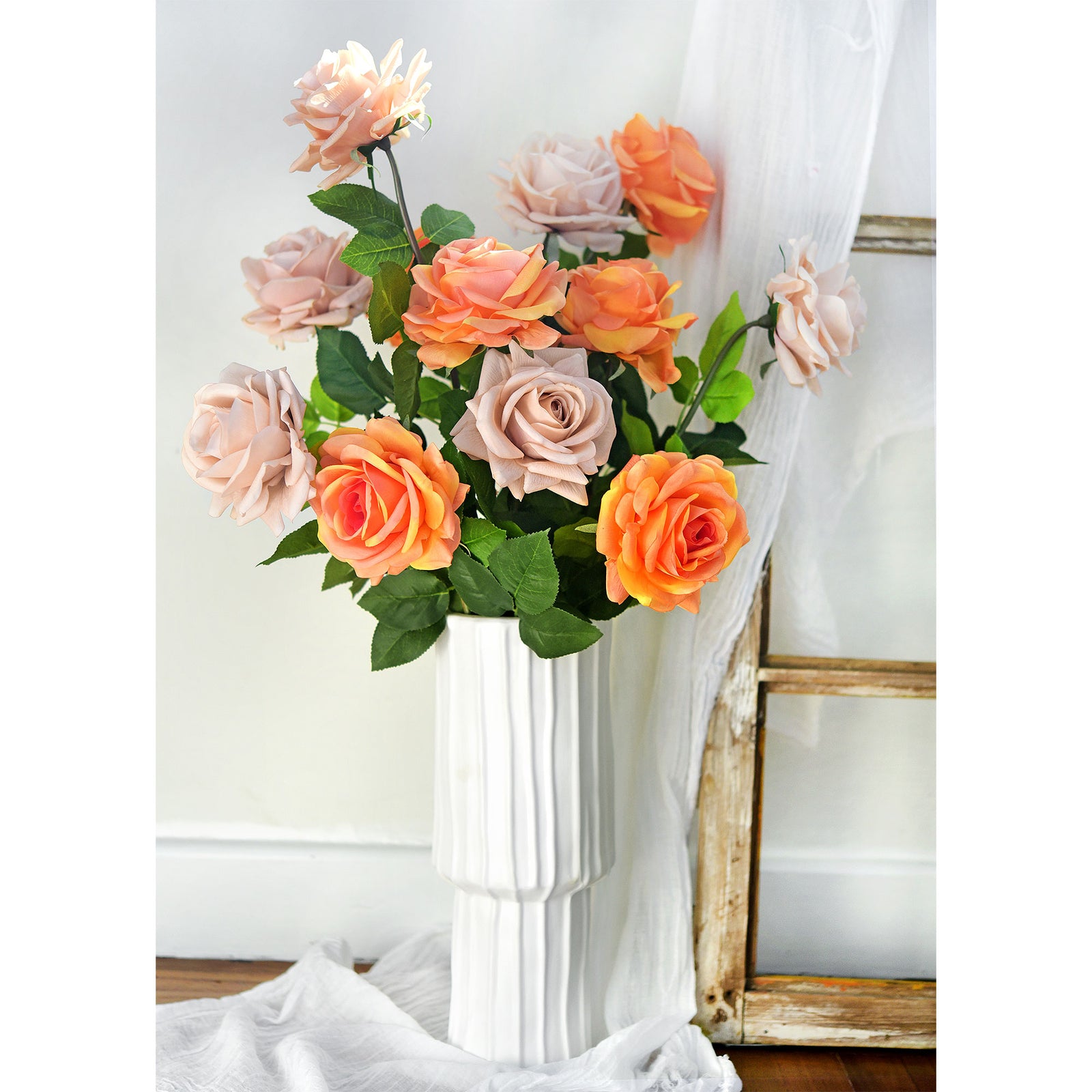 6 Long Stems Chocolate Pink Real Touch Garden Roses Large Blooms