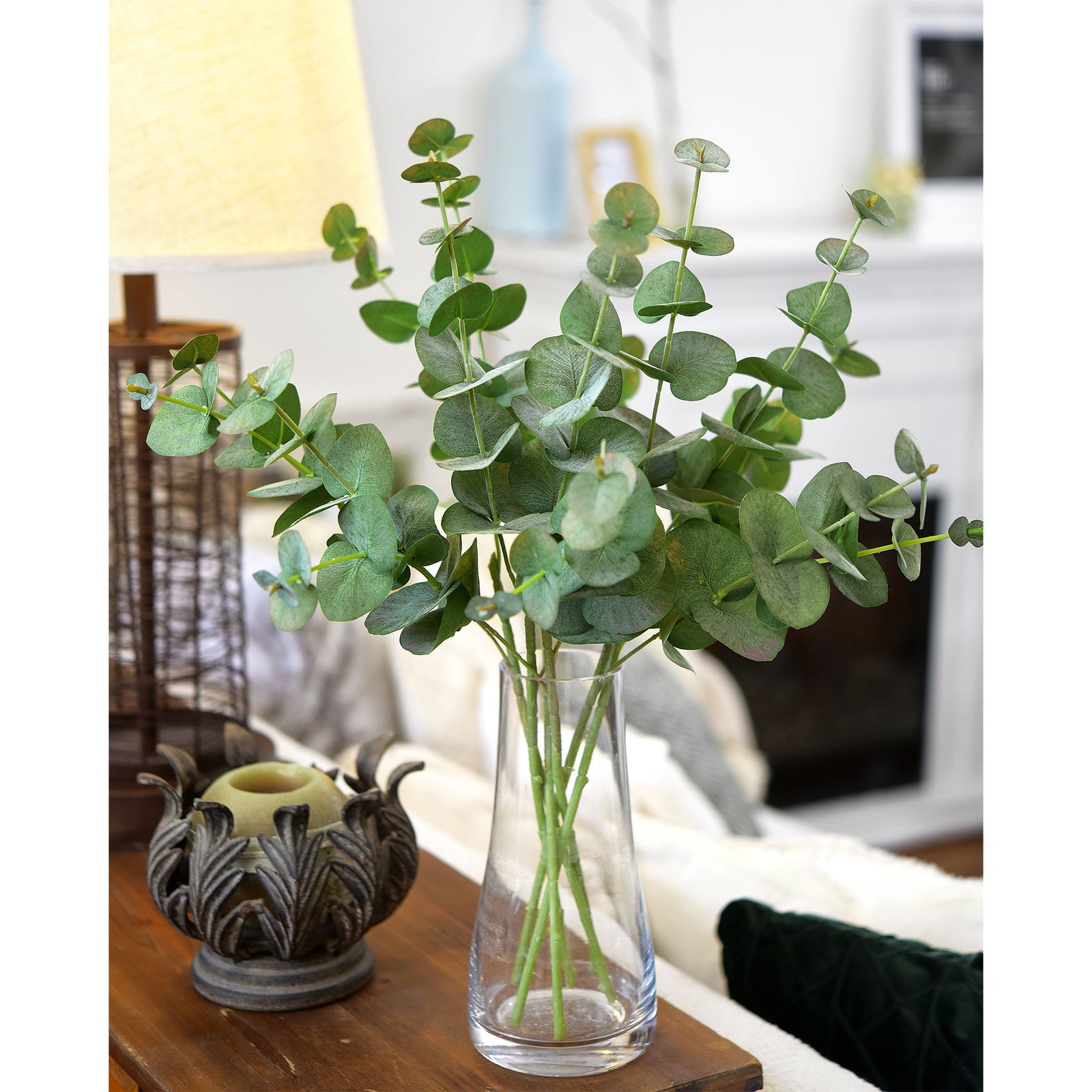 Real Looking True Blue Eucalyptus 19.7” (50cm) Greenery Artificial Eucalyptus Leaves FiveSeasonStuff Floral 2 Stems