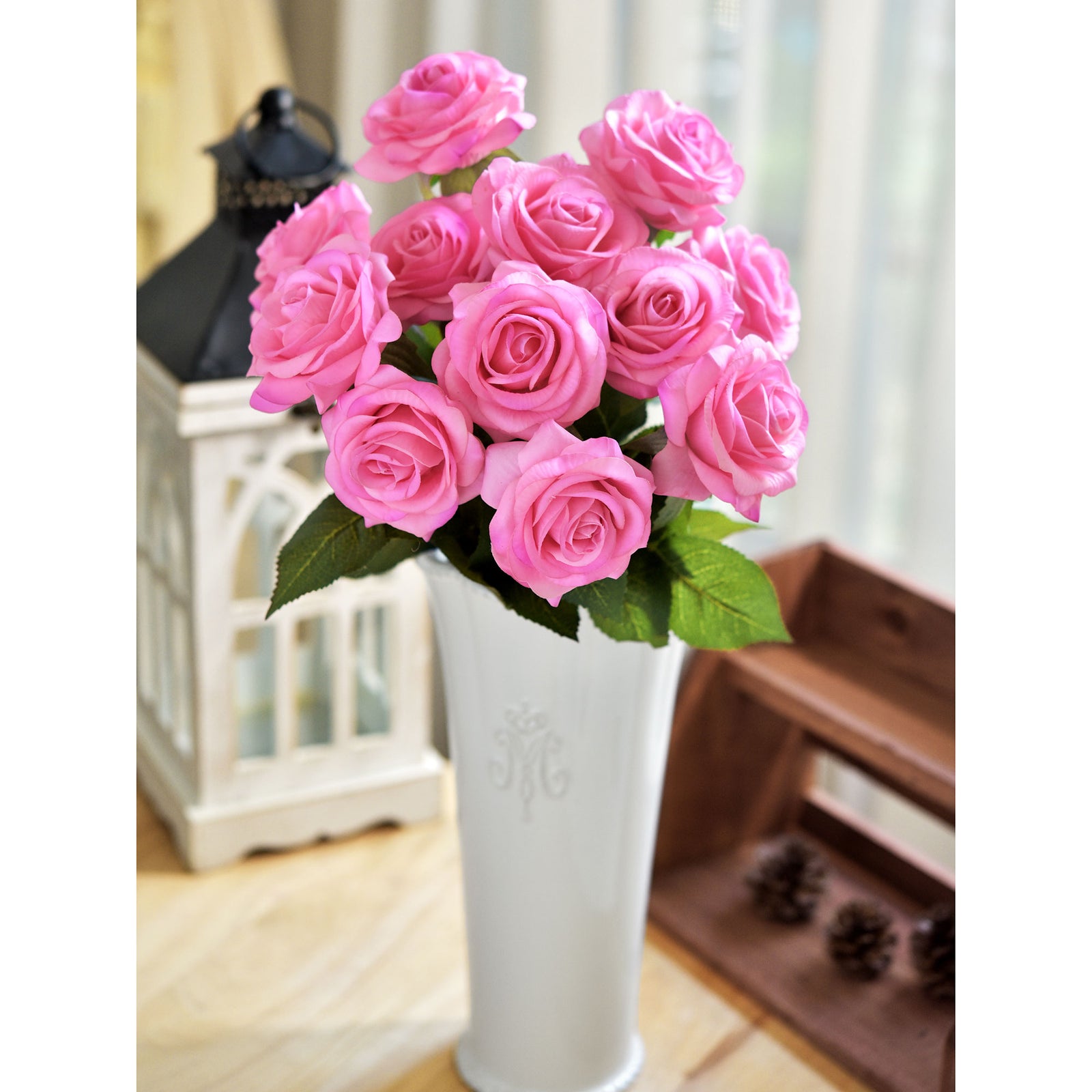 Magenta Real Touch Silk Artificial Flowers ‘Petals Feel and Look like Fresh Roses 10 Stems