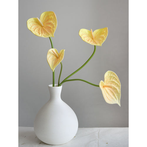 Anthurium Flower 'Peach Yellow' Real Touch Artificial Flowers, 16.5” 4 Stems FiveSeasonStuff Floral