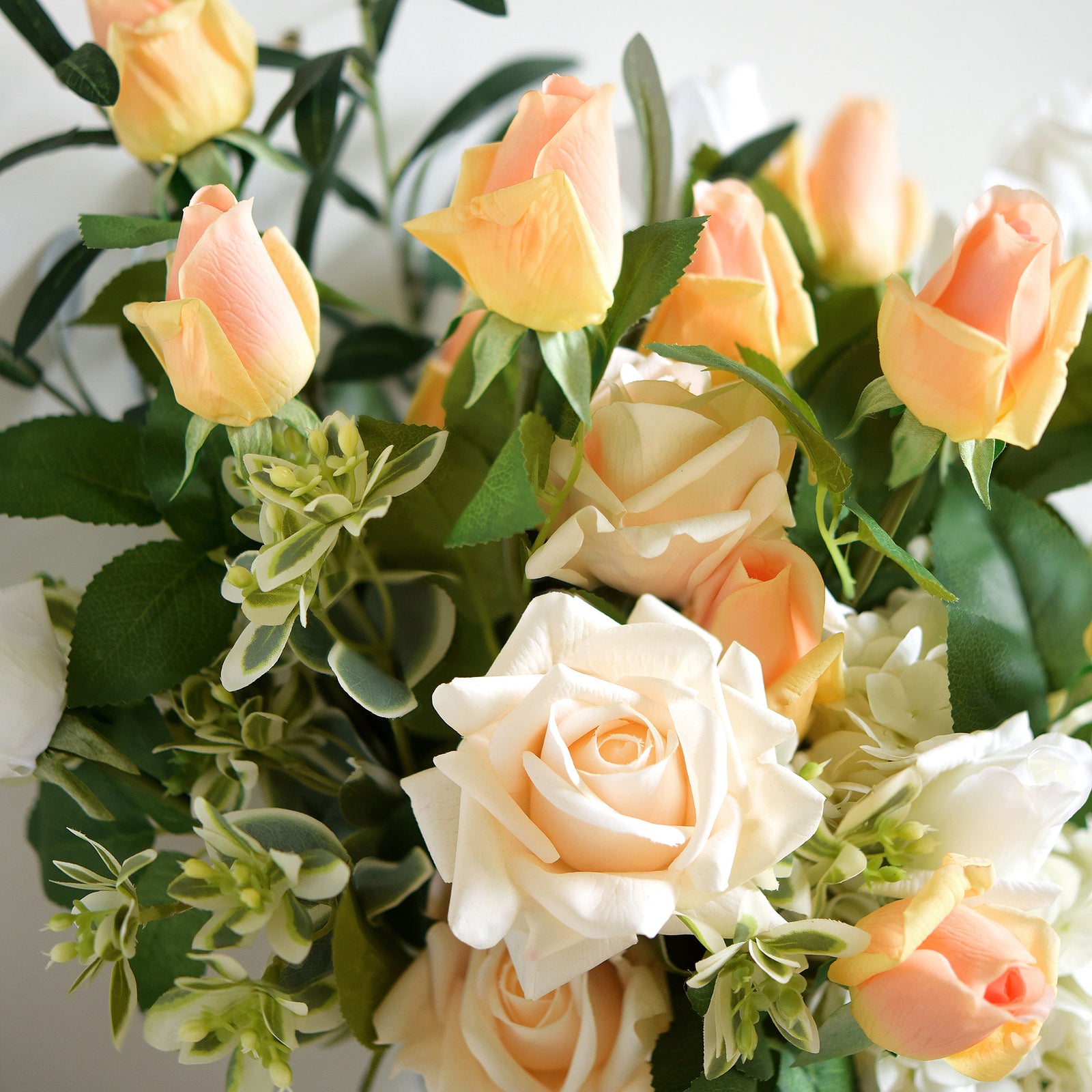 Apricot Pinkish Long Stem 21 inches Roses Real Touch Silk Artificial Flowers 12 Stems