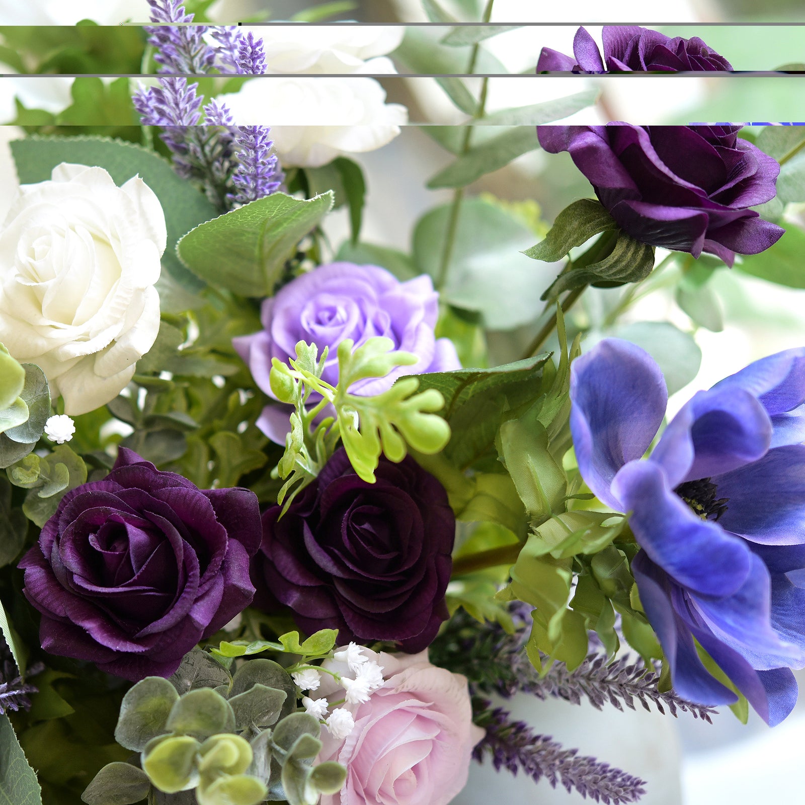 Real Touch 10 Stems Dark Purple Silk Artificial Roses Flowers ‘Petals Feel and Look like Fresh Roses'