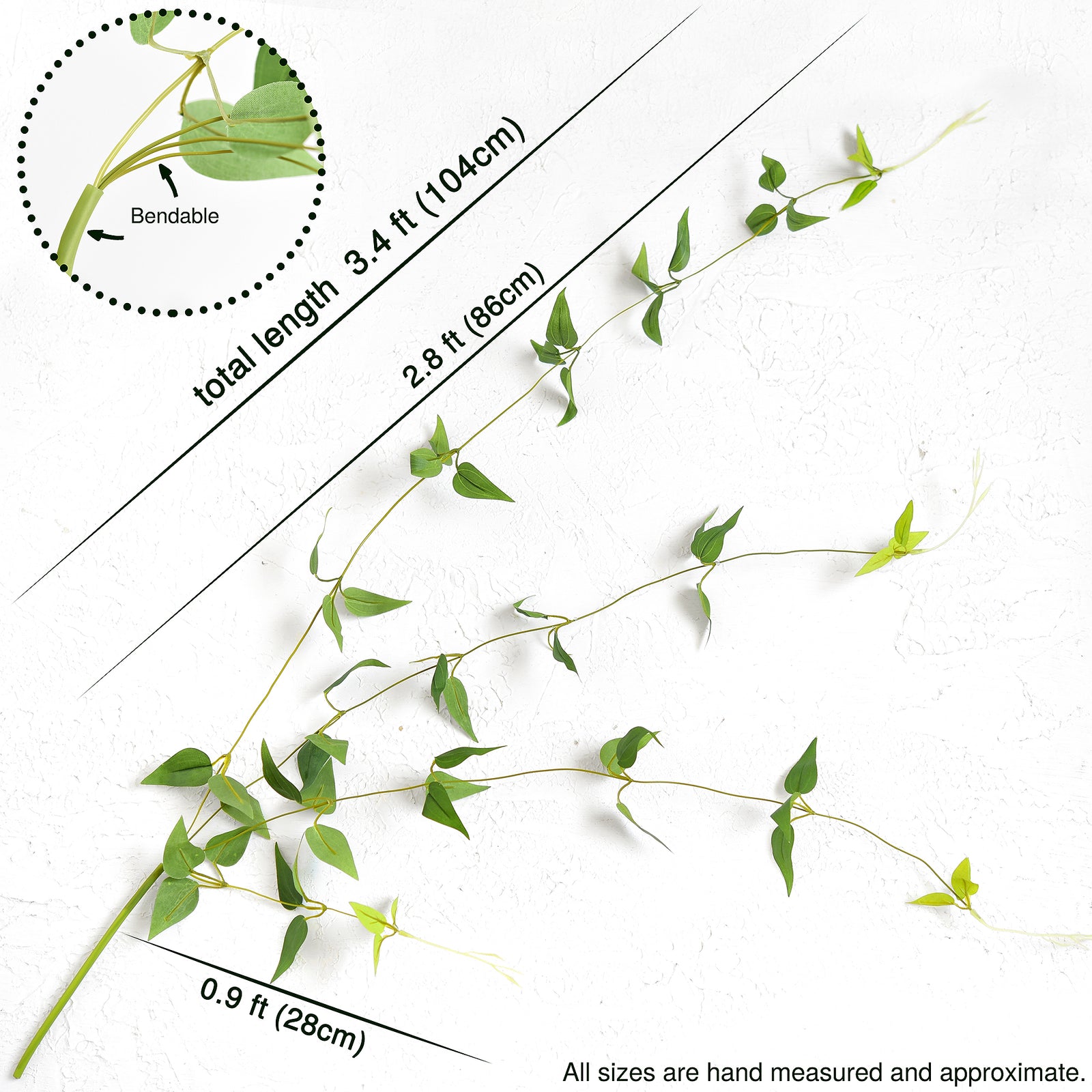 Versatile Decor Delight: Lush 28ft 10-Vine Set of Elegant Artificial Silk Clematis Leaves for Any Occasion or Event