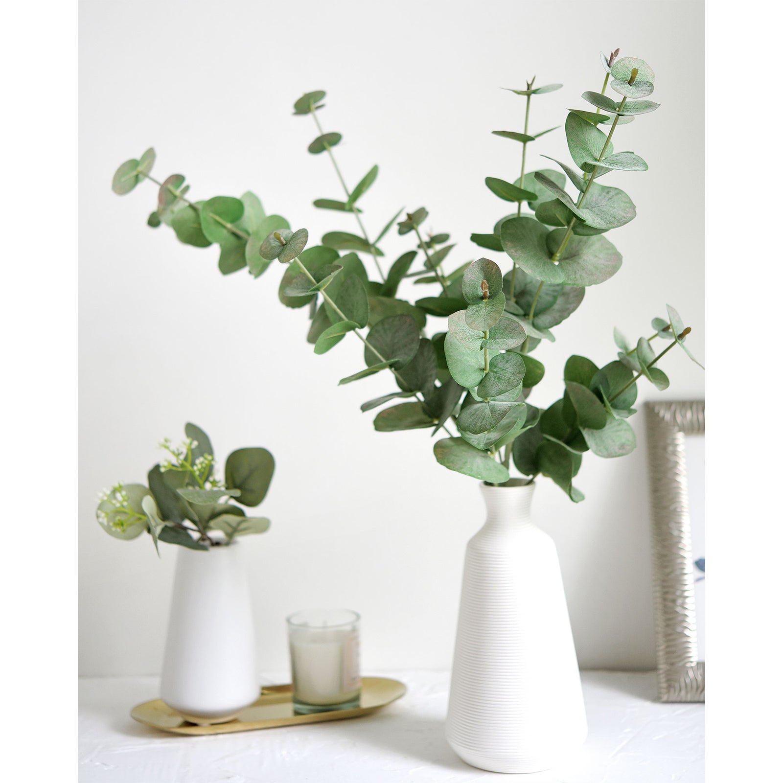 Real Looking True Blue Eucalyptus 22.8” (58cm) Greenery Artificial Eucalyptus Leaves FiveSeasonStuff Floral 2 Stems