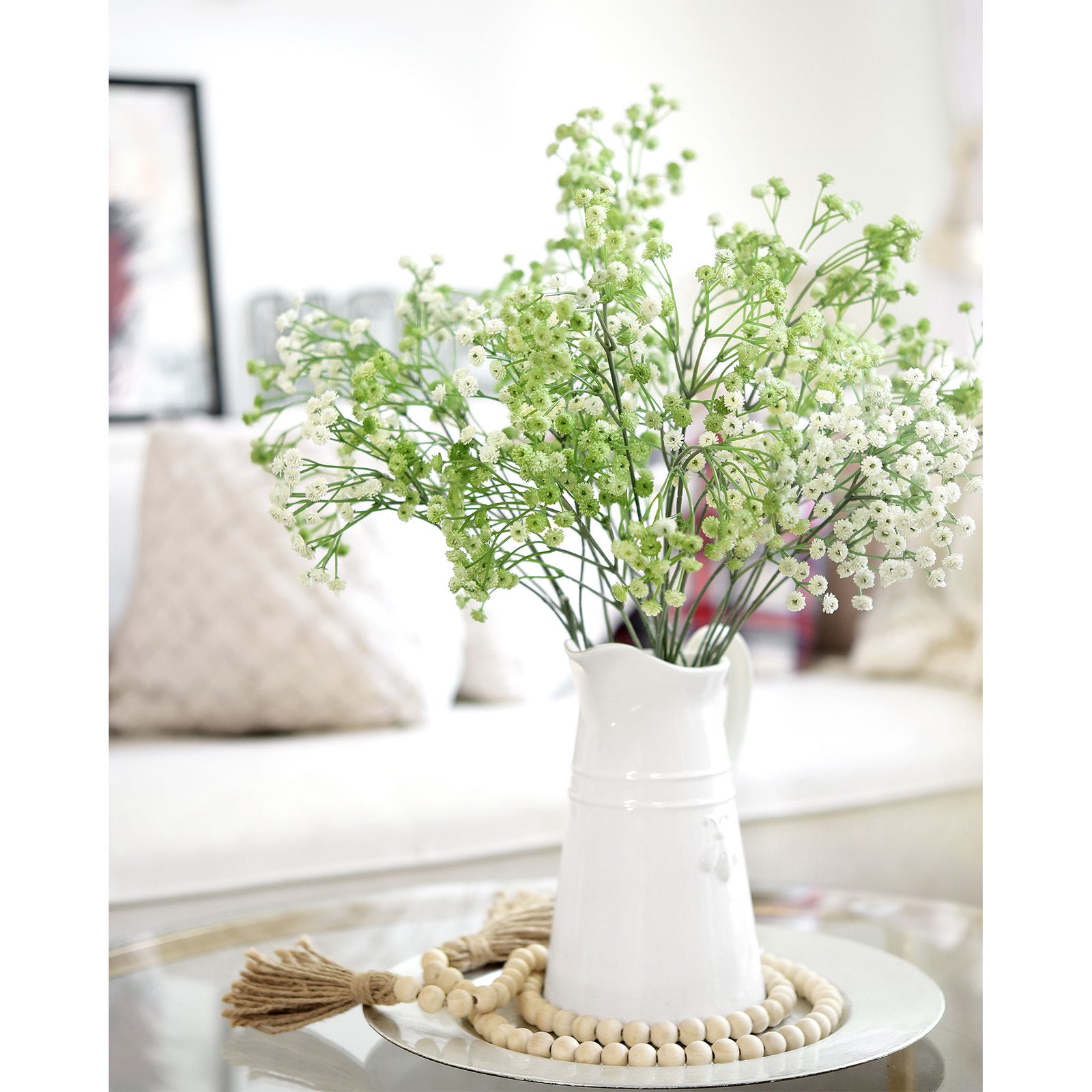 6 Stems 69cm Light Moss Green Baby’s Breath Artificial Flowers Baby’s Breath Gypsophila Tall Long Stems