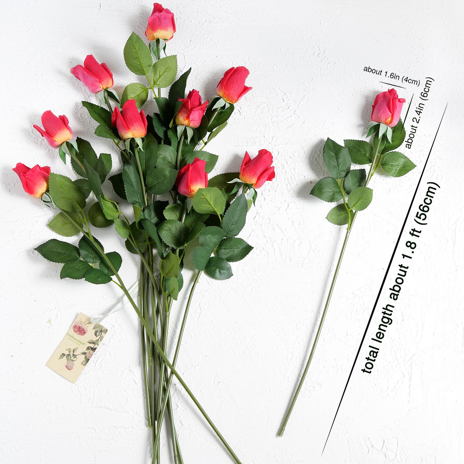 Charming Persian Red Long Stem 21 inches Roses Real Touch Silk Artificial Flowers 12 Stems