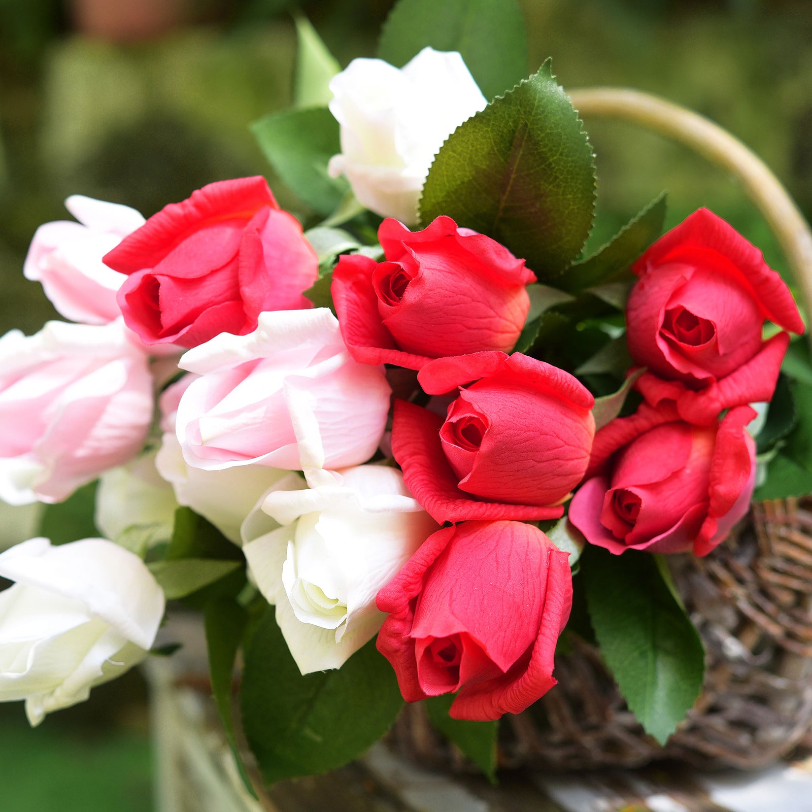 Charming Persian Red Long Stem 21 inches Roses Real Touch Silk Artificial Flowers 12 Stems