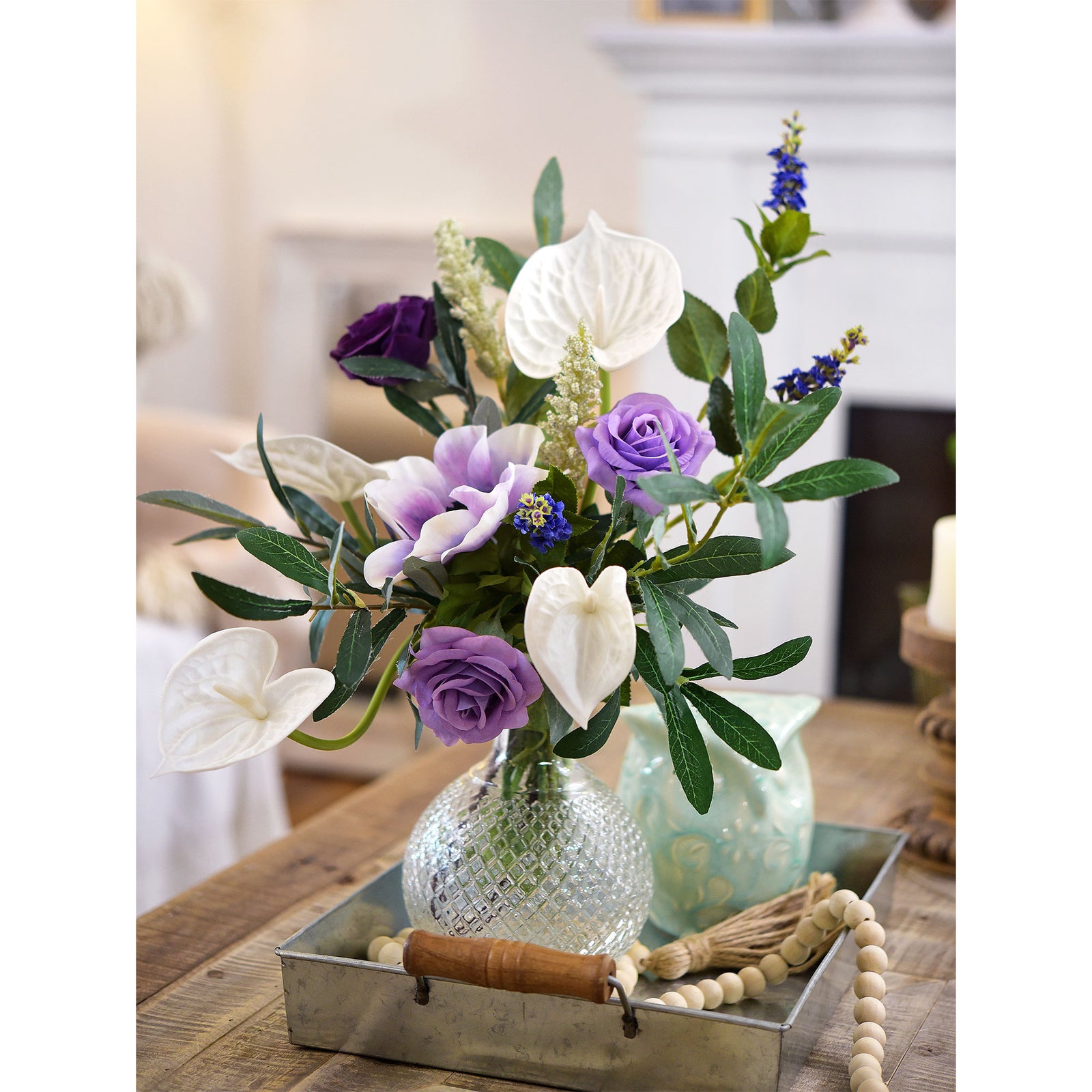 white anthurium flower arrangement Anthurium Flower 'Seashell White' Real Touch Artificial Flowers, 16.5” – FiveSeasonStuff