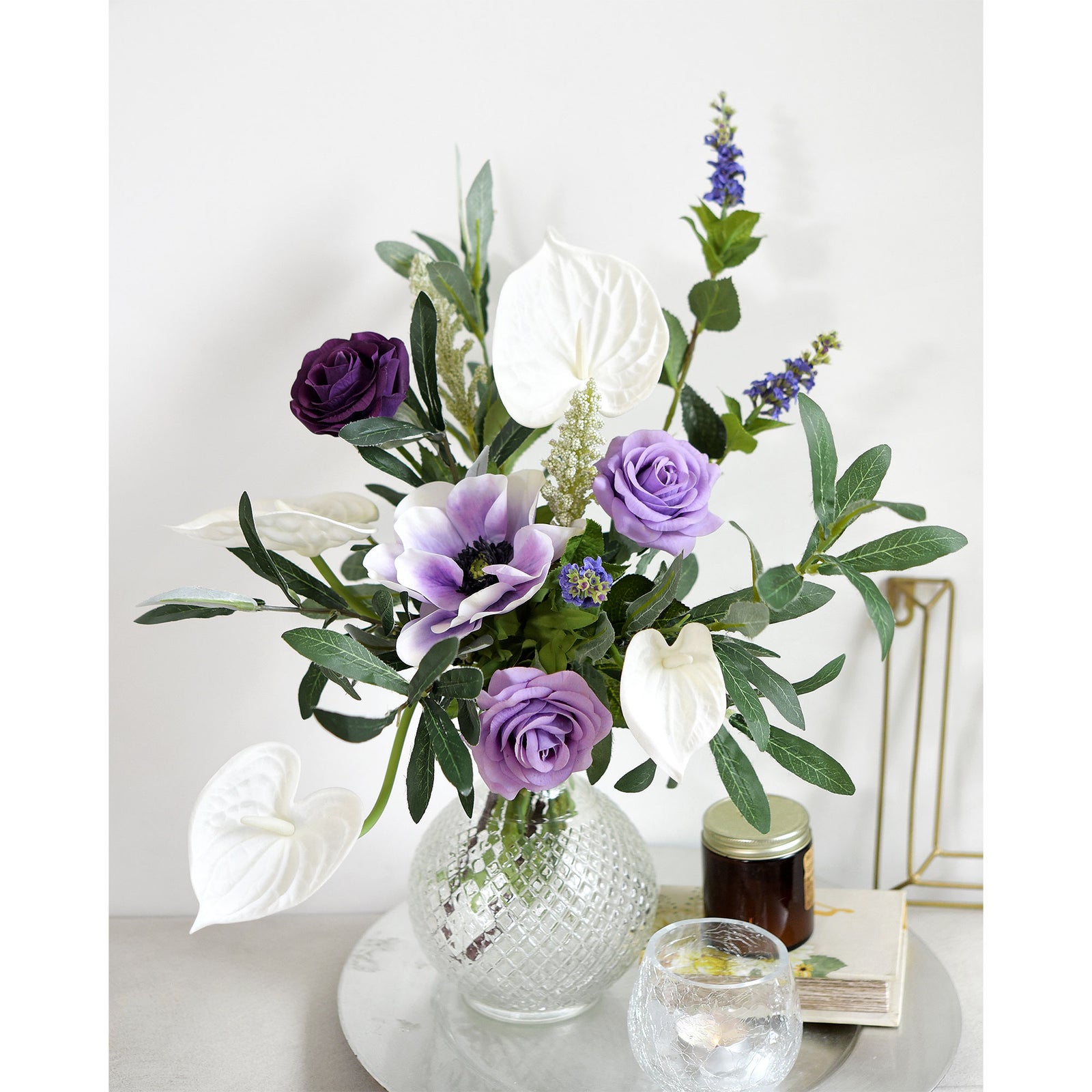 Anthurium Flower 'Seashell White' Real Touch Artificial Flowers, 16.5” 4 Stems FiveSeasonStuff Floral