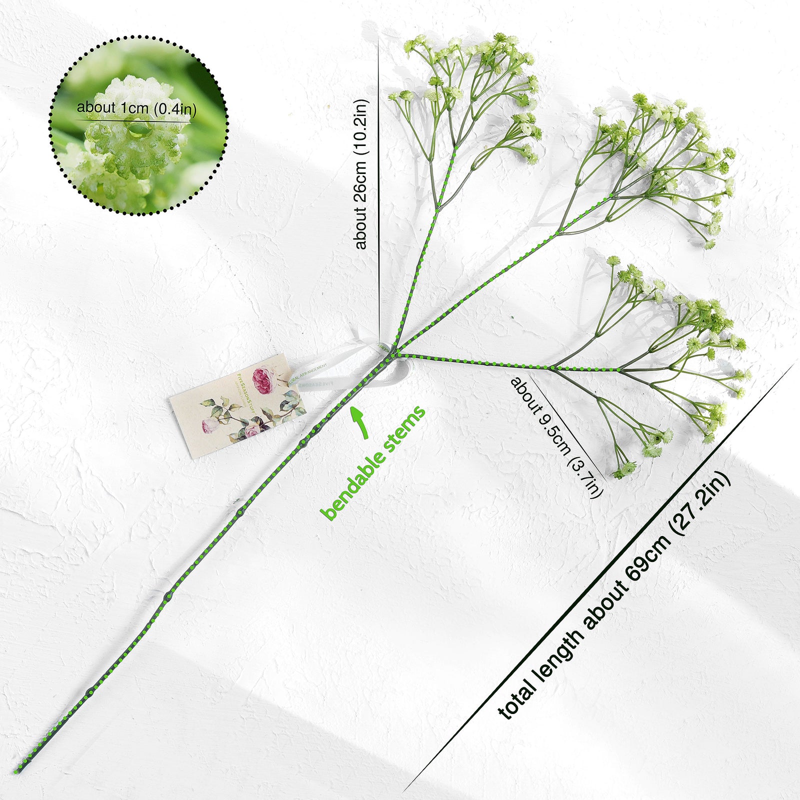 6 Stems 69cm Light Moss Green Baby’s Breath Artificial Flowers Baby’s Breath Gypsophila Tall Long Stems