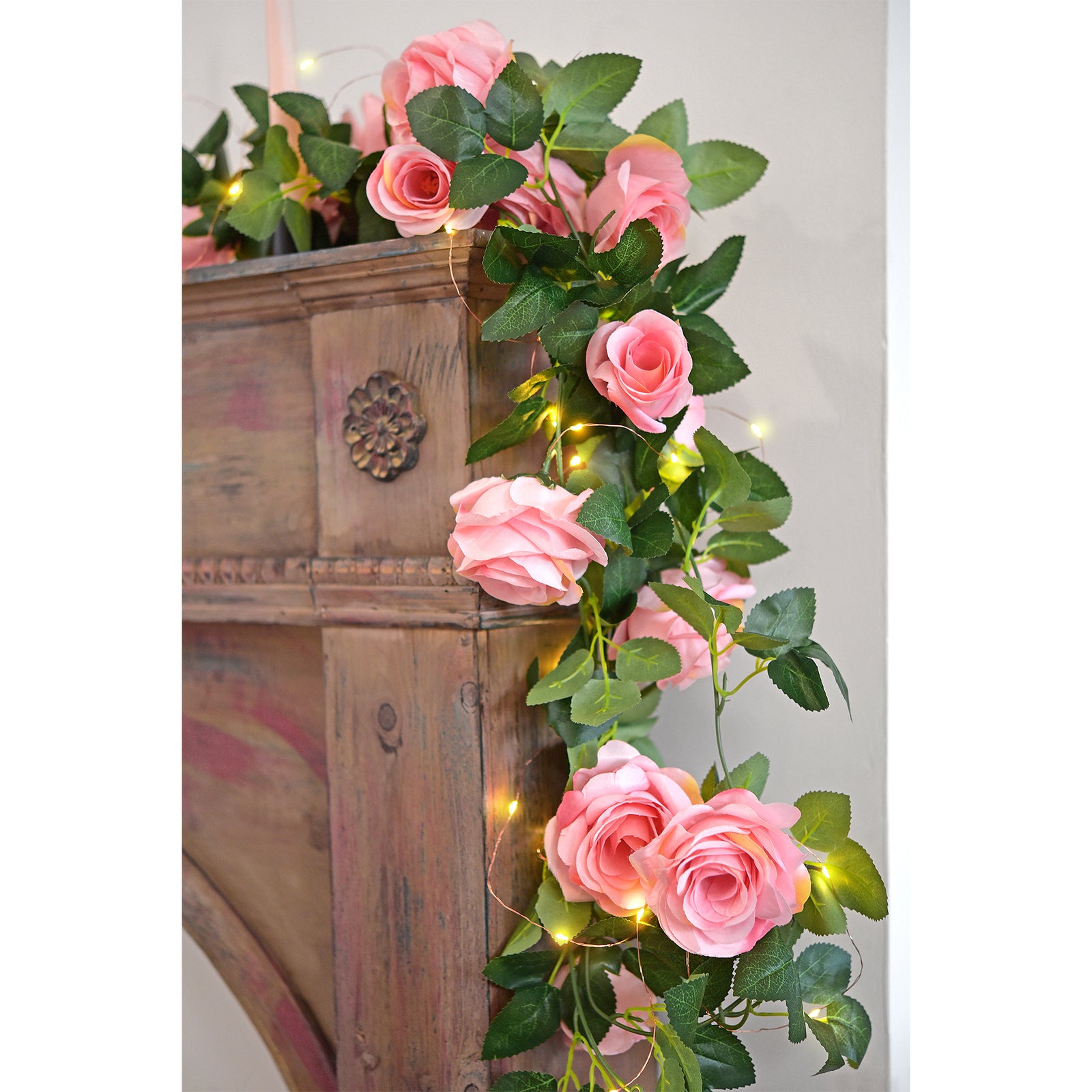 hanging rose plant 14 Ft 2 Pack Amaranth Pink Rose Silk Flower Garland Artificial Flowers – FiveSeasonStuff