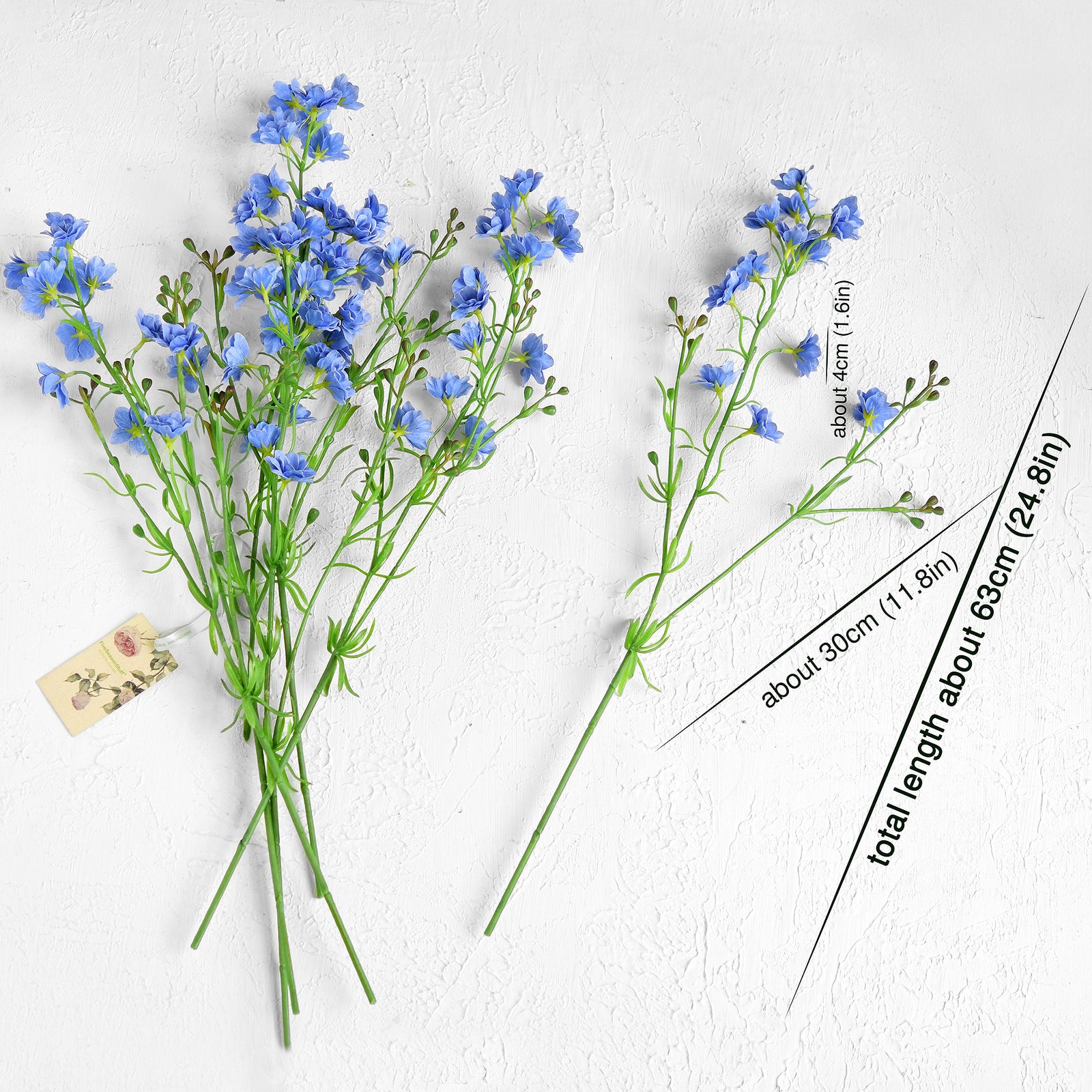Royal Blue Delphinium Real Touch Artificial Flowers, 24.8” 6 Stems FiveSeasonStuff Floral