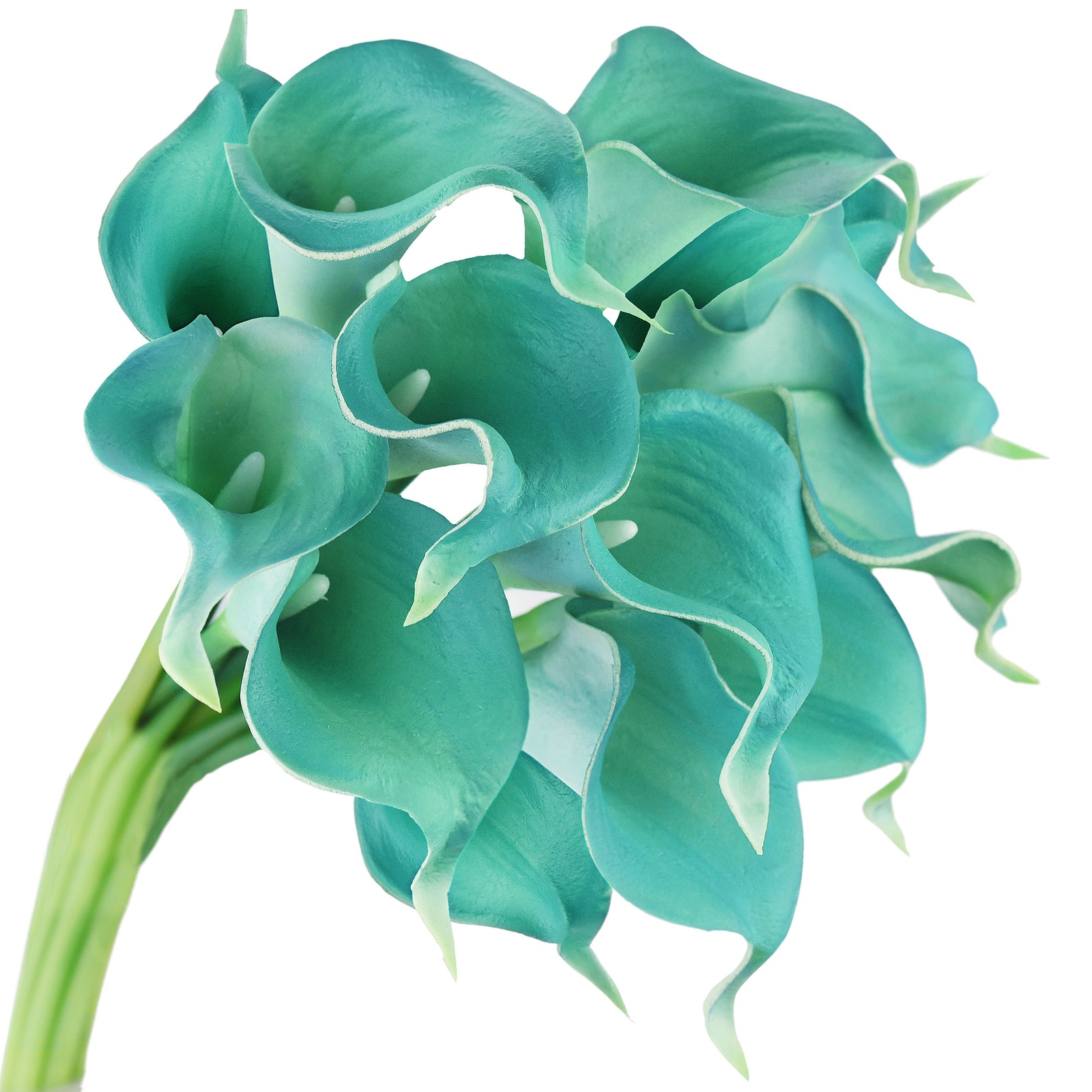 Aqua Blue Real Touch Calla Lily Stems, Set of 10