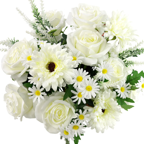 A Vision in White Mix Silk Flower Bouquet Artificial Flowers, FiveSeasonStuff Floral