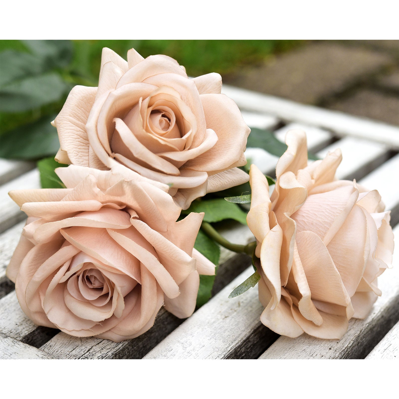 6 Long Stems Chocolate Pink Real Touch Garden Roses Large Blooms