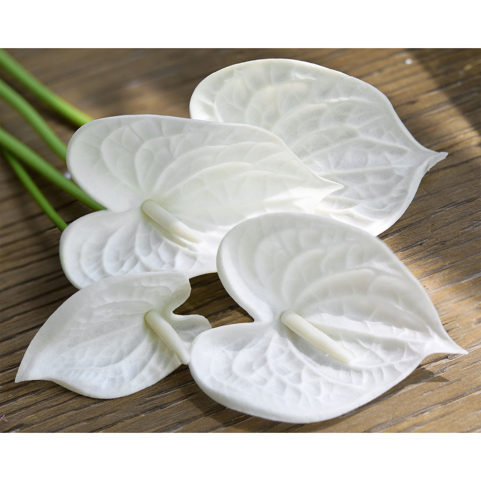 Anthurium Flower 'Seashell White' Real Touch Artificial Flowers, 16.5” 4 Stems FiveSeasonStuff Floral
