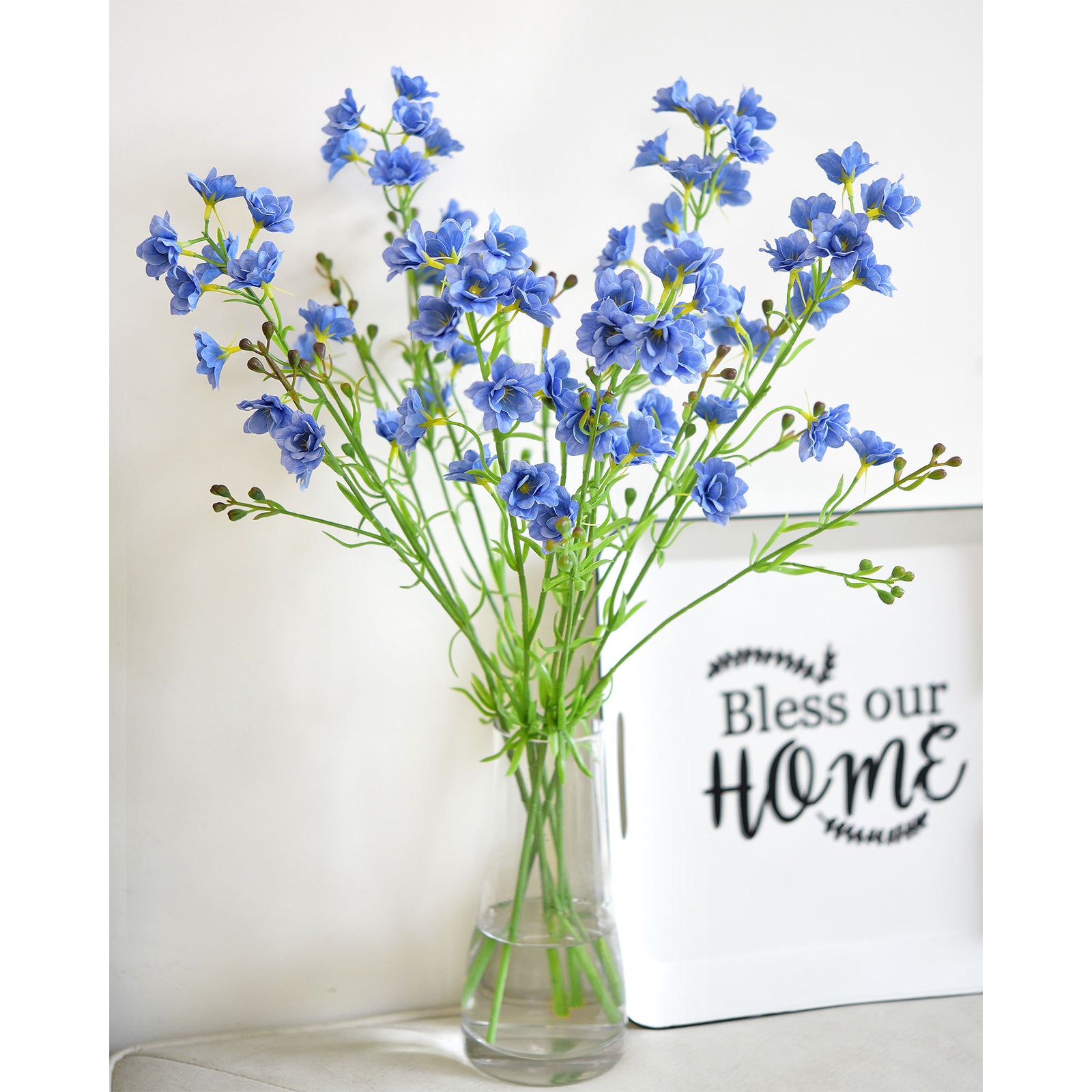 Royal Blue Delphinium Real Touch Artificial Flowers, 24.8” 6 Stems FiveSeasonStuff Floral
