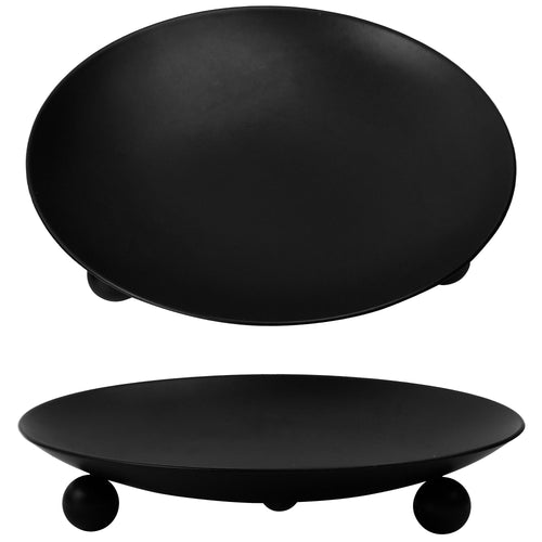 2 Black Plated Round Iron Candle Holders for Pillar Votive Wax Candles