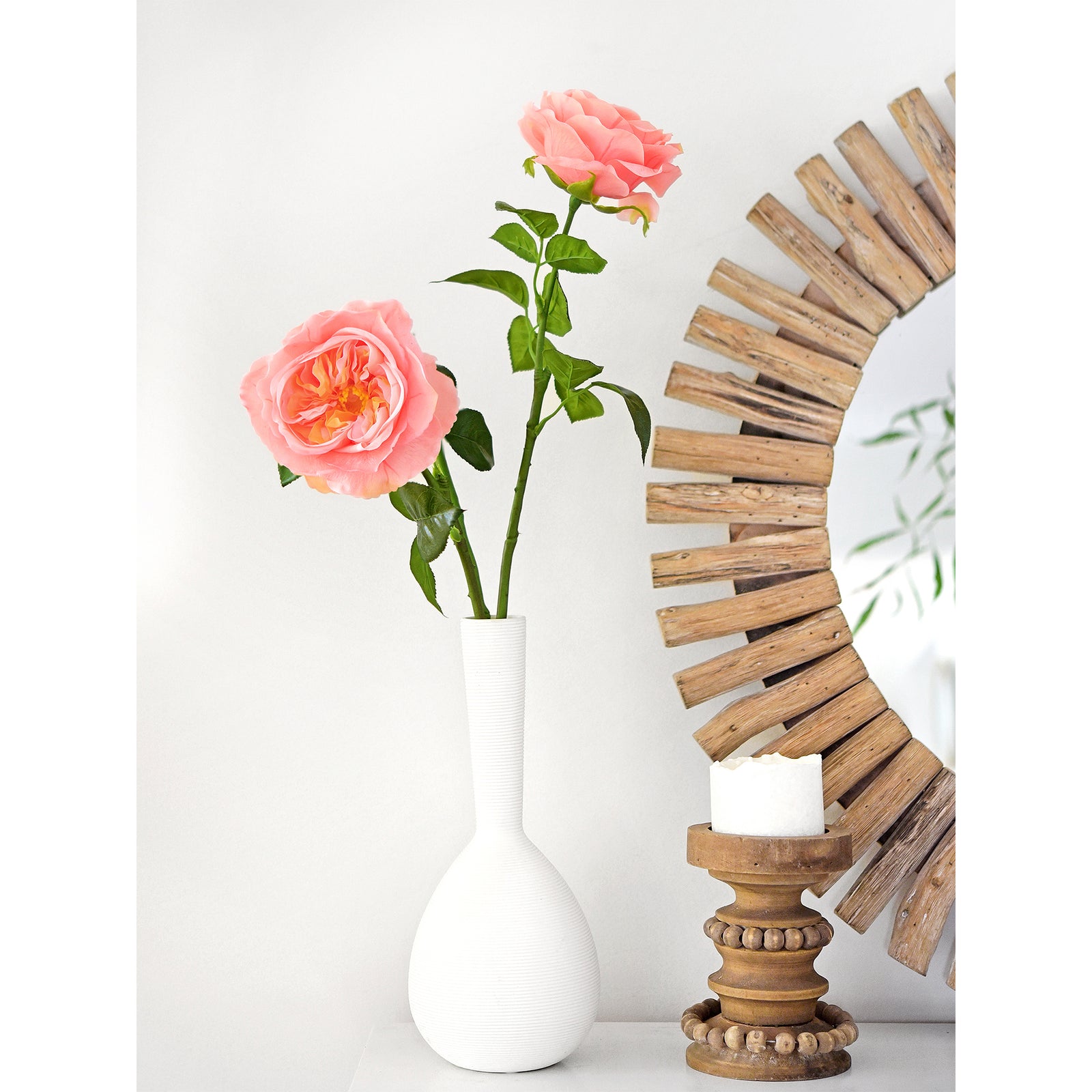 Soft Pink Real Touch Garden Roses Large Blooms 2 Long Stems