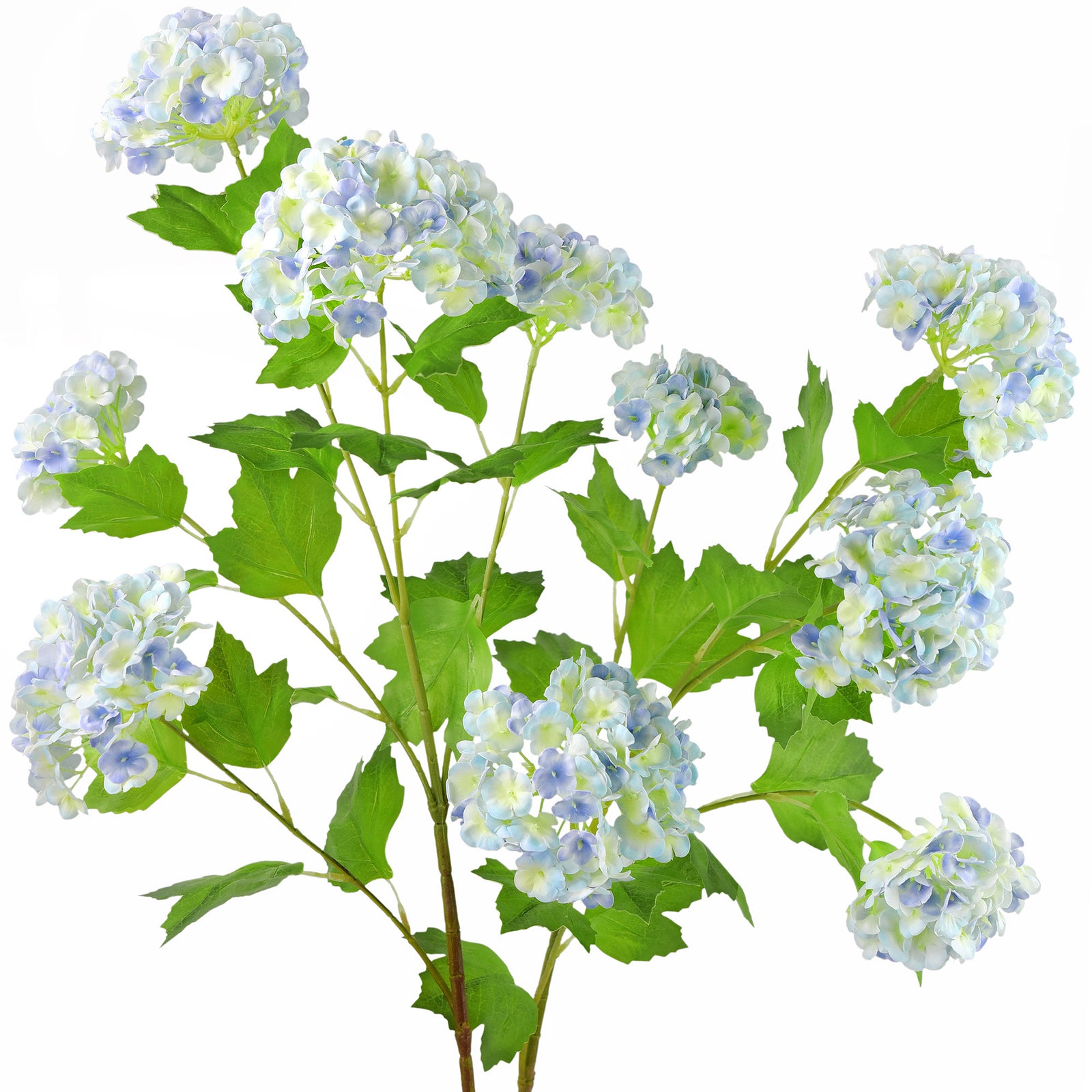 Cloudy Blue Snowball Viburnum Long Stem Artificial Flowers 2 Stems