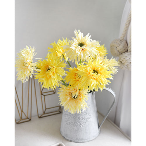 Golden Sand Mix Spider Gerbera Daisies Silk Flowers Real Looking Artificial flowers Home Décor 16.5'' (6 Stems) FiveSeasonStuff
