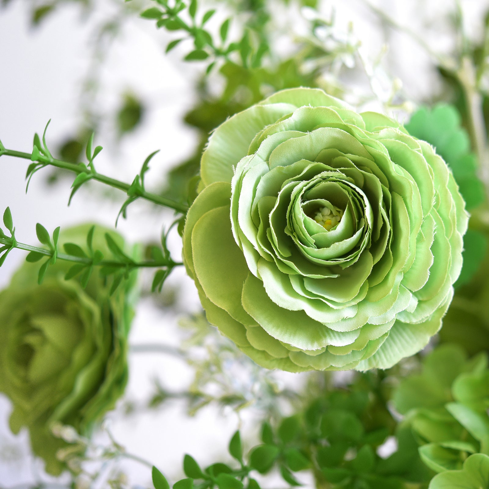 Elegant Green Artificial Bouquet – Hydrangea, Roses, Camellia, Baby's Breath & More for Home Décor, Weddings, Centerpieces, and Events
