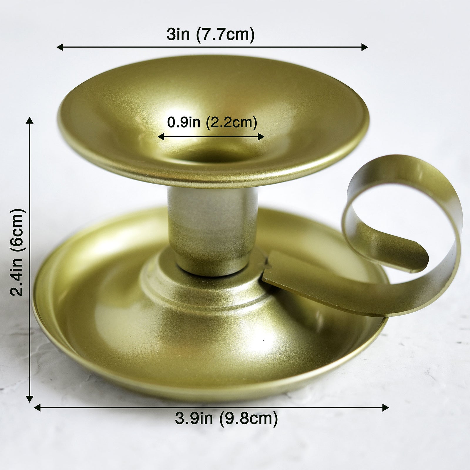 2 Gold Plated Iron Saucer Vintage Iron Candle Holders with Handle for Taper Wax Candlesticks