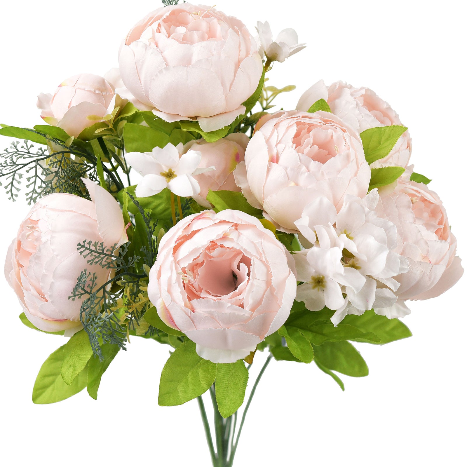 Soft Peach Pink Artificial Peony & Hydrangea Bouquet