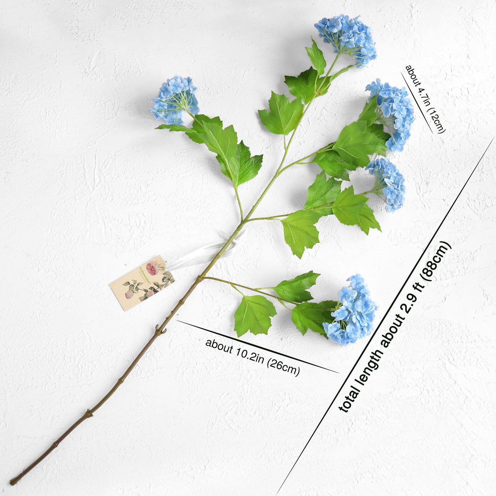 Carolina Blue Snowball Viburnum Long Stem Artificial Flowers 2 Stems