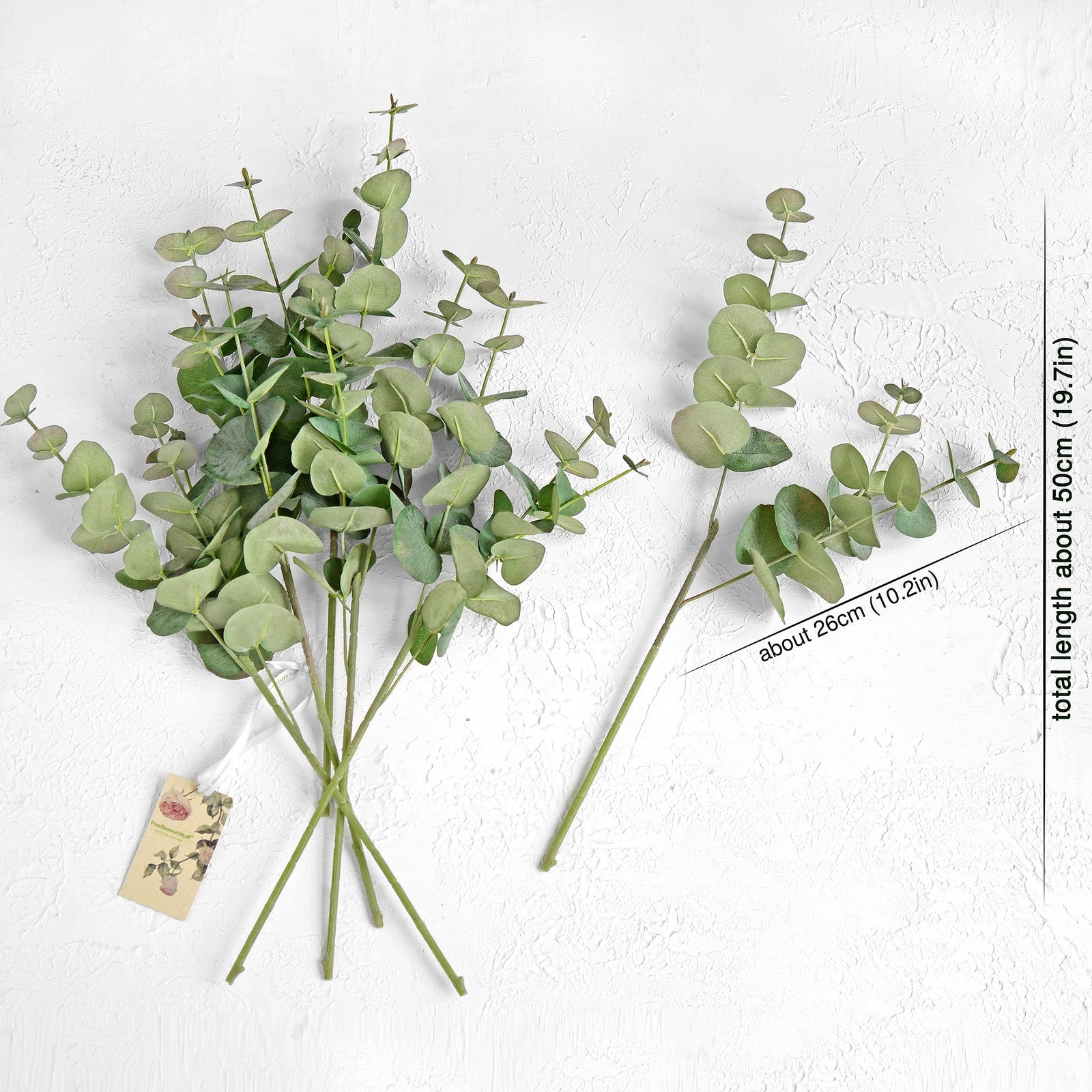 Real Looking True Blue Eucalyptus 19.7” (50cm) Greenery Artificial Eucalyptus Leaves FiveSeasonStuff Floral 2 Stems