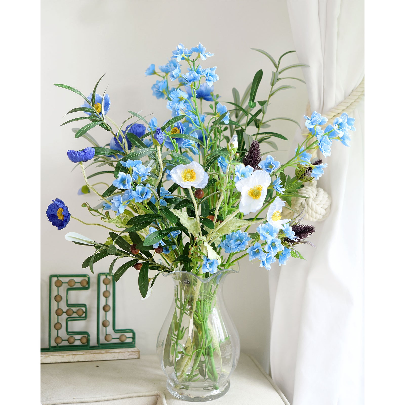 Light Blue Delphinium Real Touch Artificial Flowers, 24.8” 6 Stems FiveSeasonStuff Floral