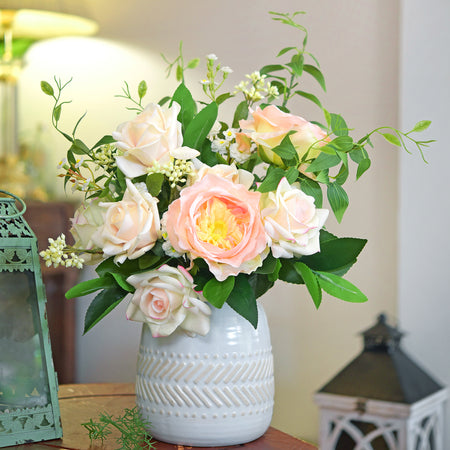 Sundown Pink Real Touch Garden Roses Large Blooms 2 Long Stems