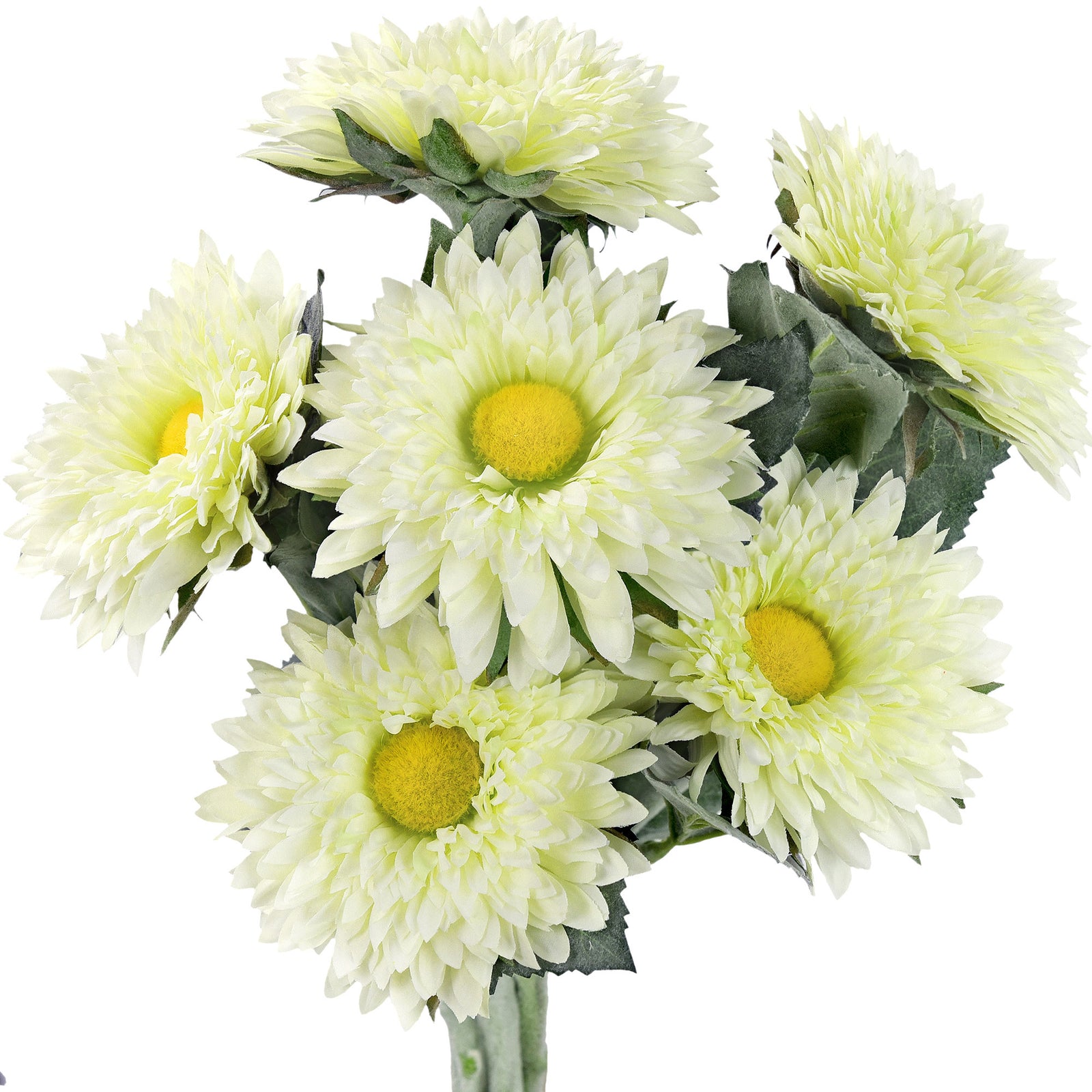 Artificial Sunflowers, Floral White Flowers Bouquet (6 Single Stems) -FiveSeasonStuff