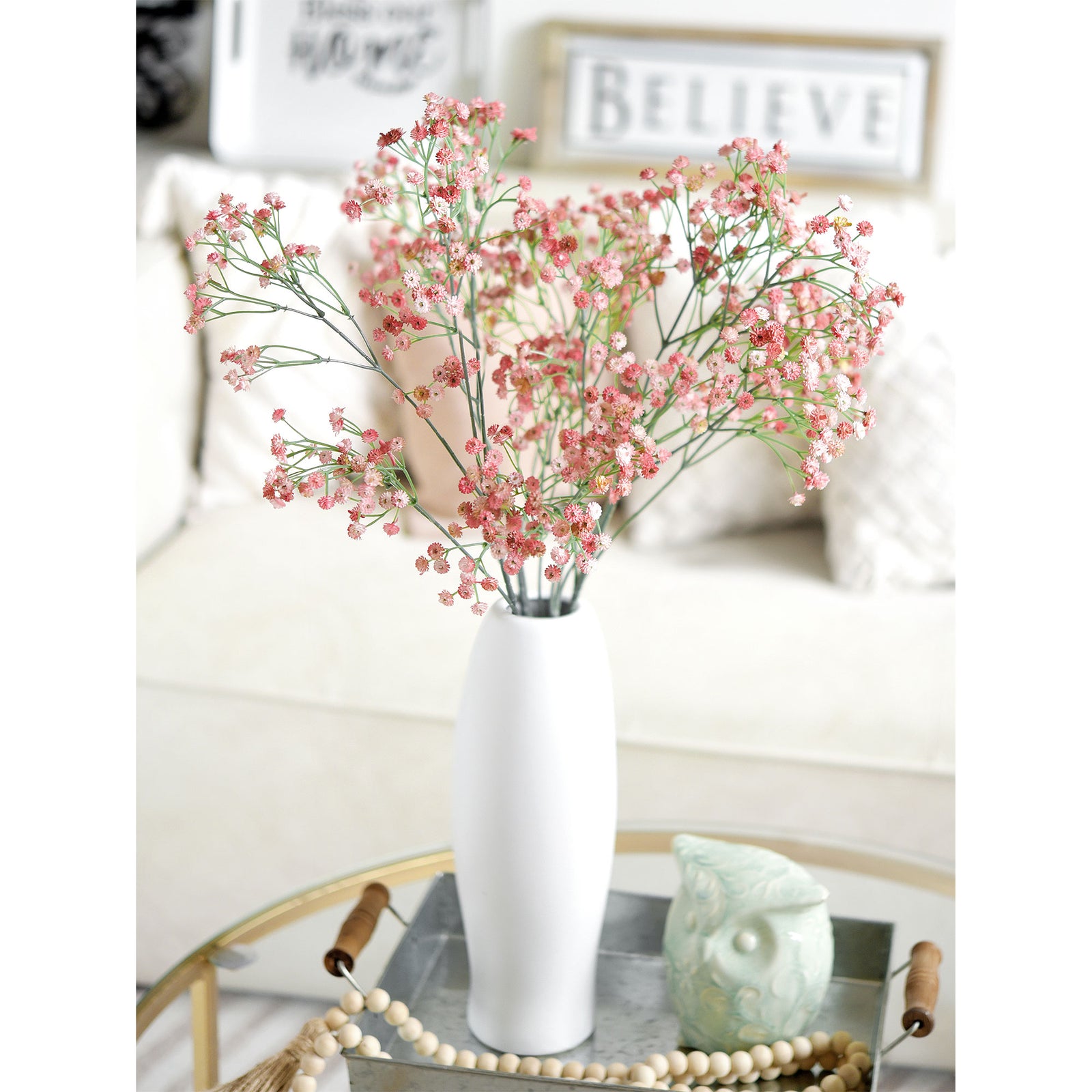 6 Stems 69cm Ruddy Pink Baby’s Breath Artificial Flowers Baby’s Breath Gypsophila Tall Long Stems