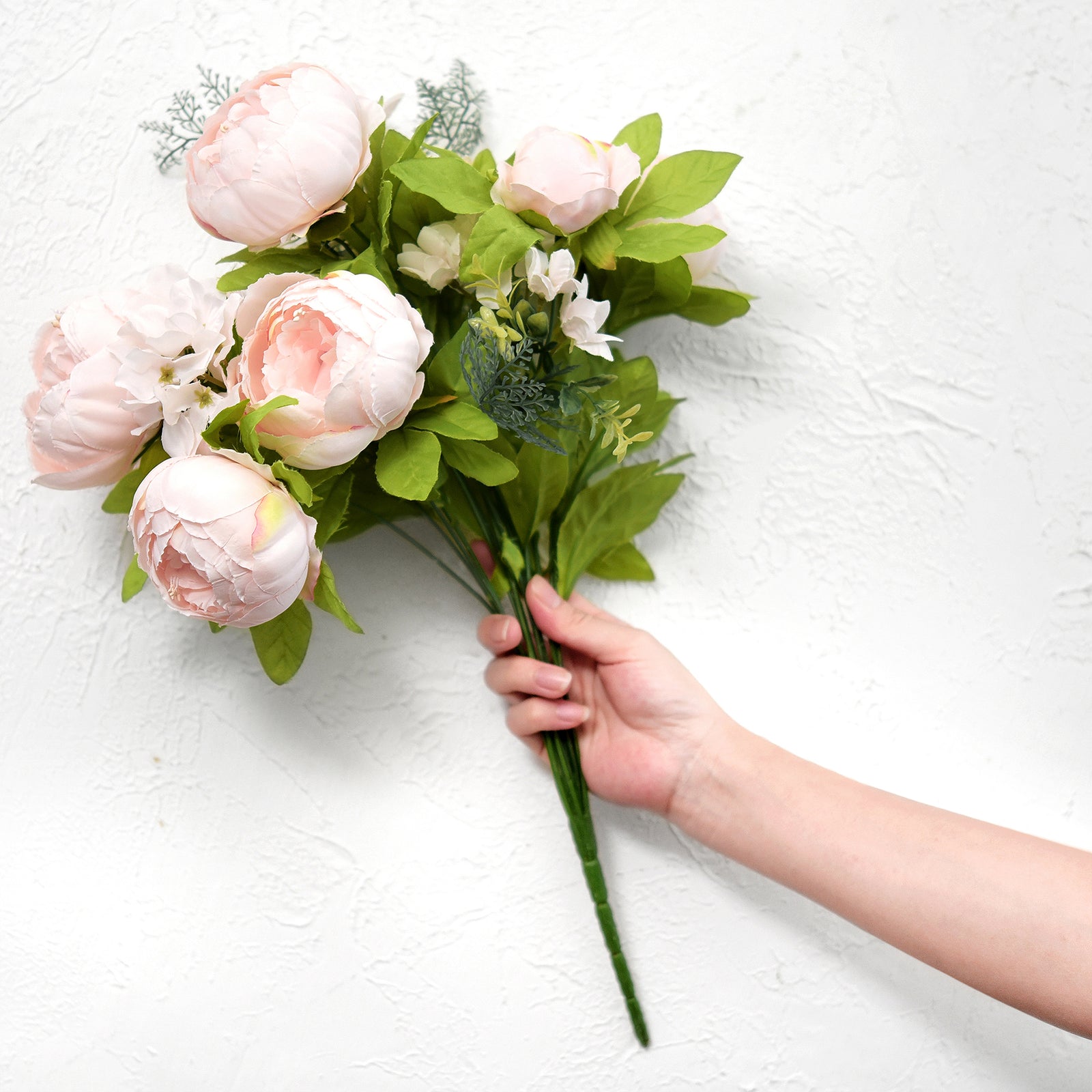 Soft Peach Pink Vintage Artificial Peonies Silk Flowers and Hydrangeas for Wedding Bridal Home Decor – Beautiful Floral Centerpiece Bouquet (Tender Petal)