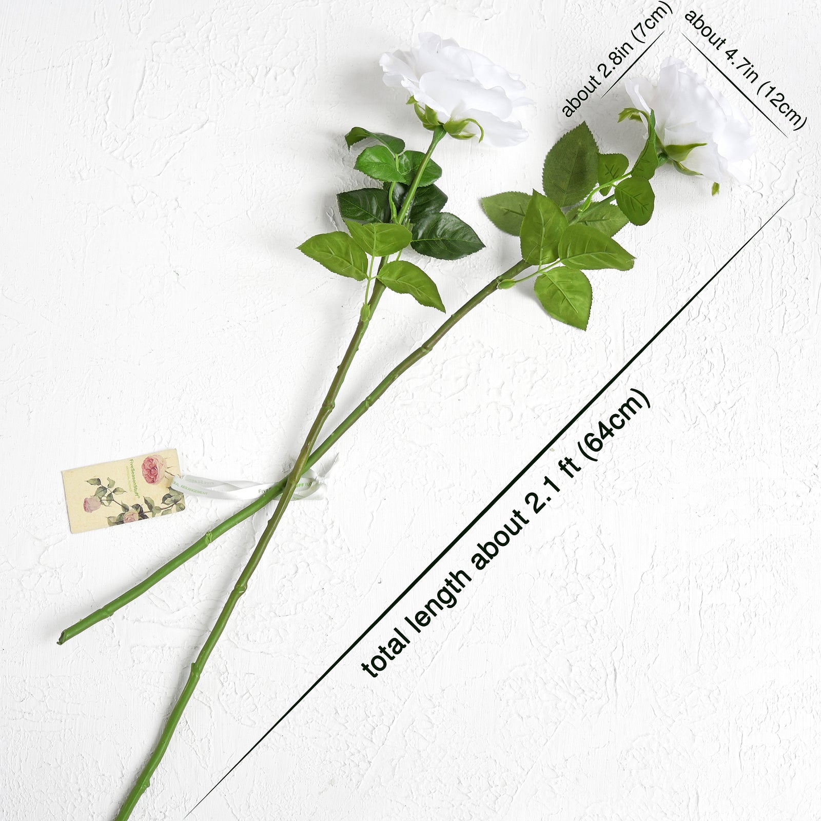 White Smoke Real Touch Garden Roses Large Blooms 2 Long Stems