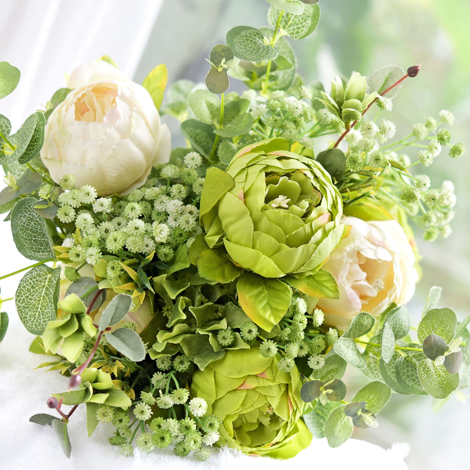 6 Stems 69cm Light Moss Green Baby’s Breath Artificial Flowers Baby’s Breath Gypsophila Tall Long Stems