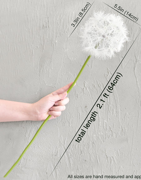 Oversized White Artificial Dandelion Stems, Set of 2
