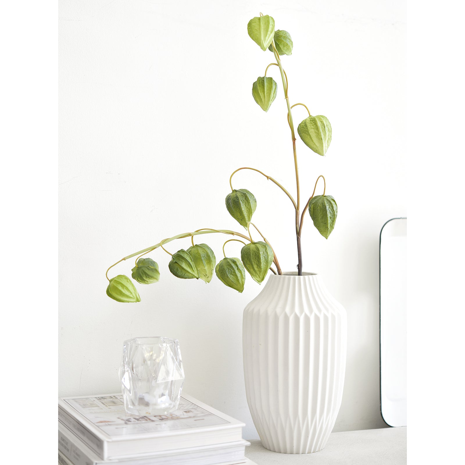 Artificial Chinese Lantern Stems – Leafy Green – Set of 3