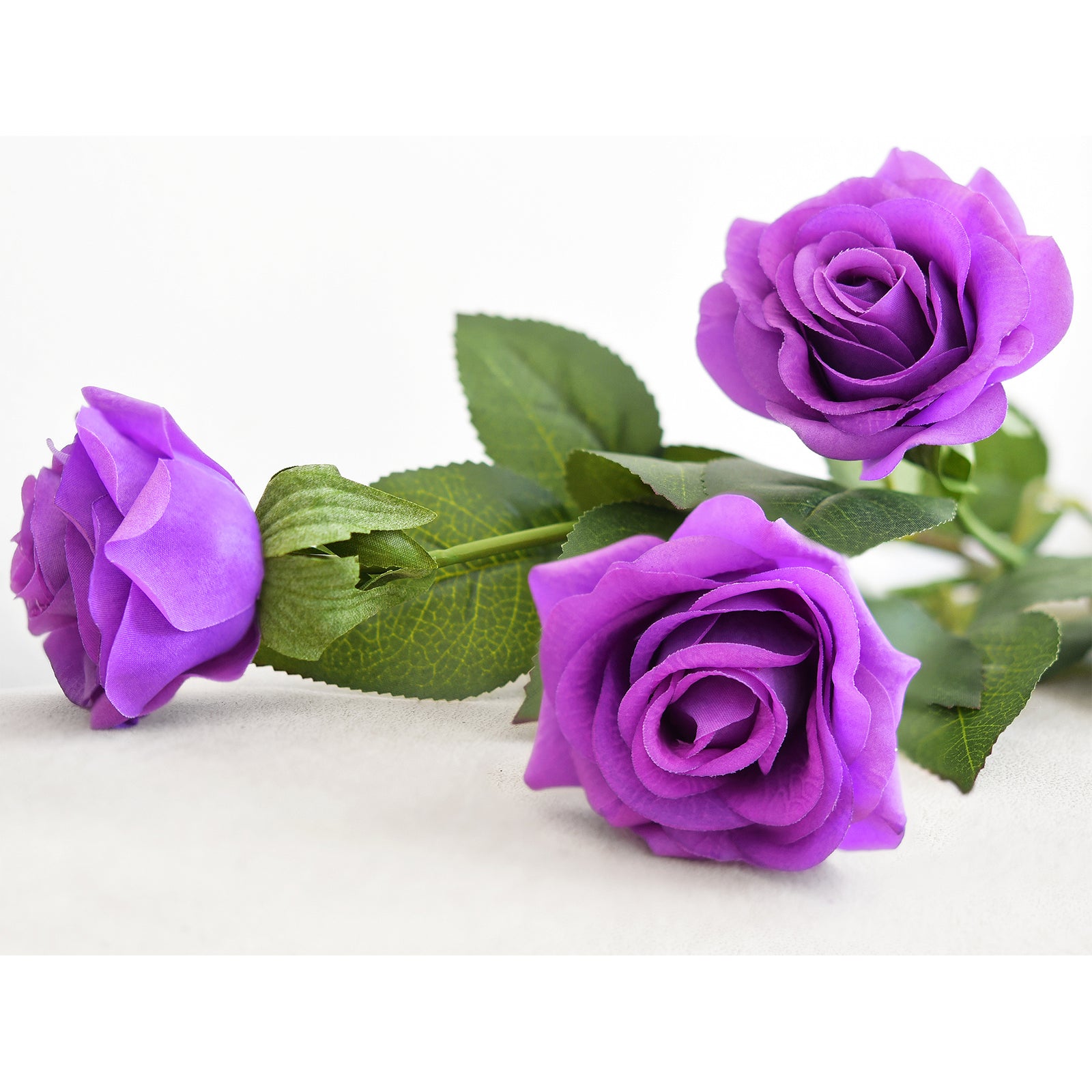 Real Touch 10 Stems Violet Silk Artificial Roses Flowers ‘Petals Feel and Look like Fresh Roses'
