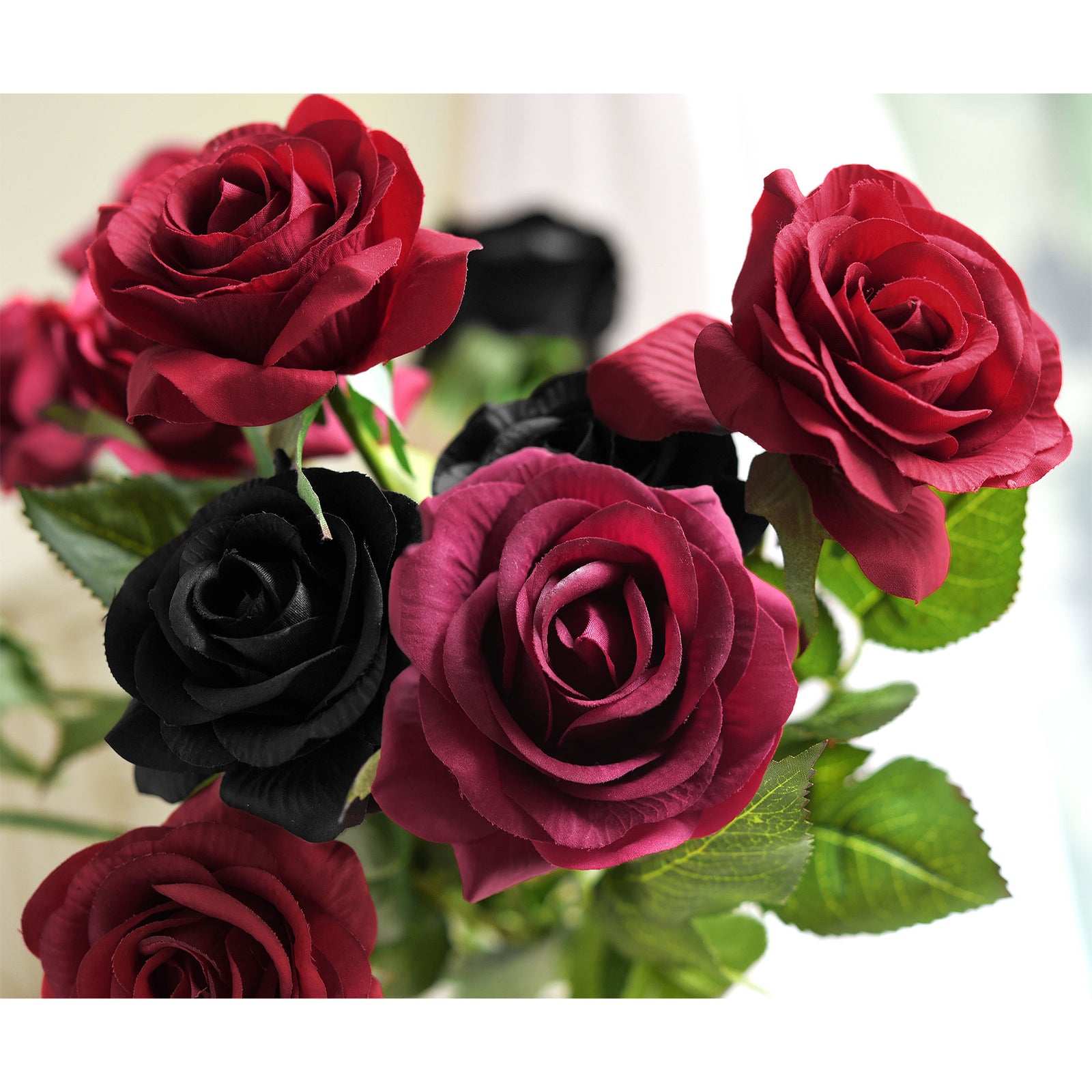 ''Midnight Gothic'' Rose Bouquet Artificial Flowers 12 Stems