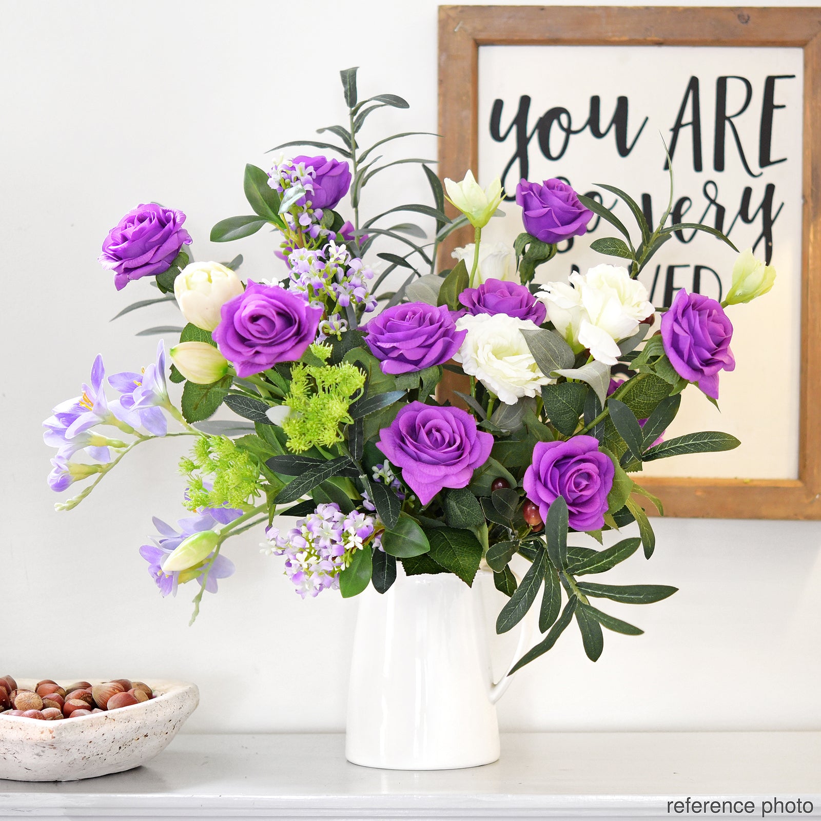 Real Touch 10 Stems Violet Silk Artificial Roses Flowers ‘Petals Feel and Look like Fresh Roses'
